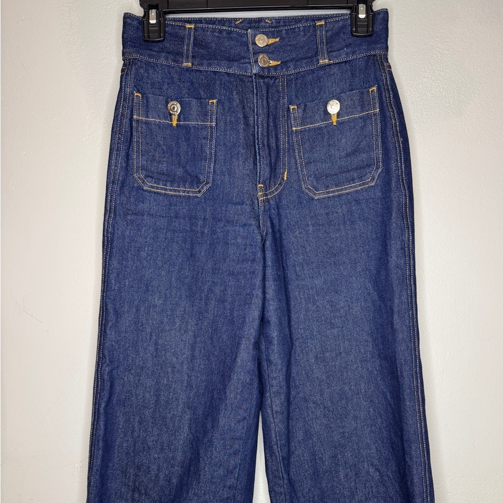 Veronica Beard Taylor Wide Leg High Rise Indigo Jeans Sz 25